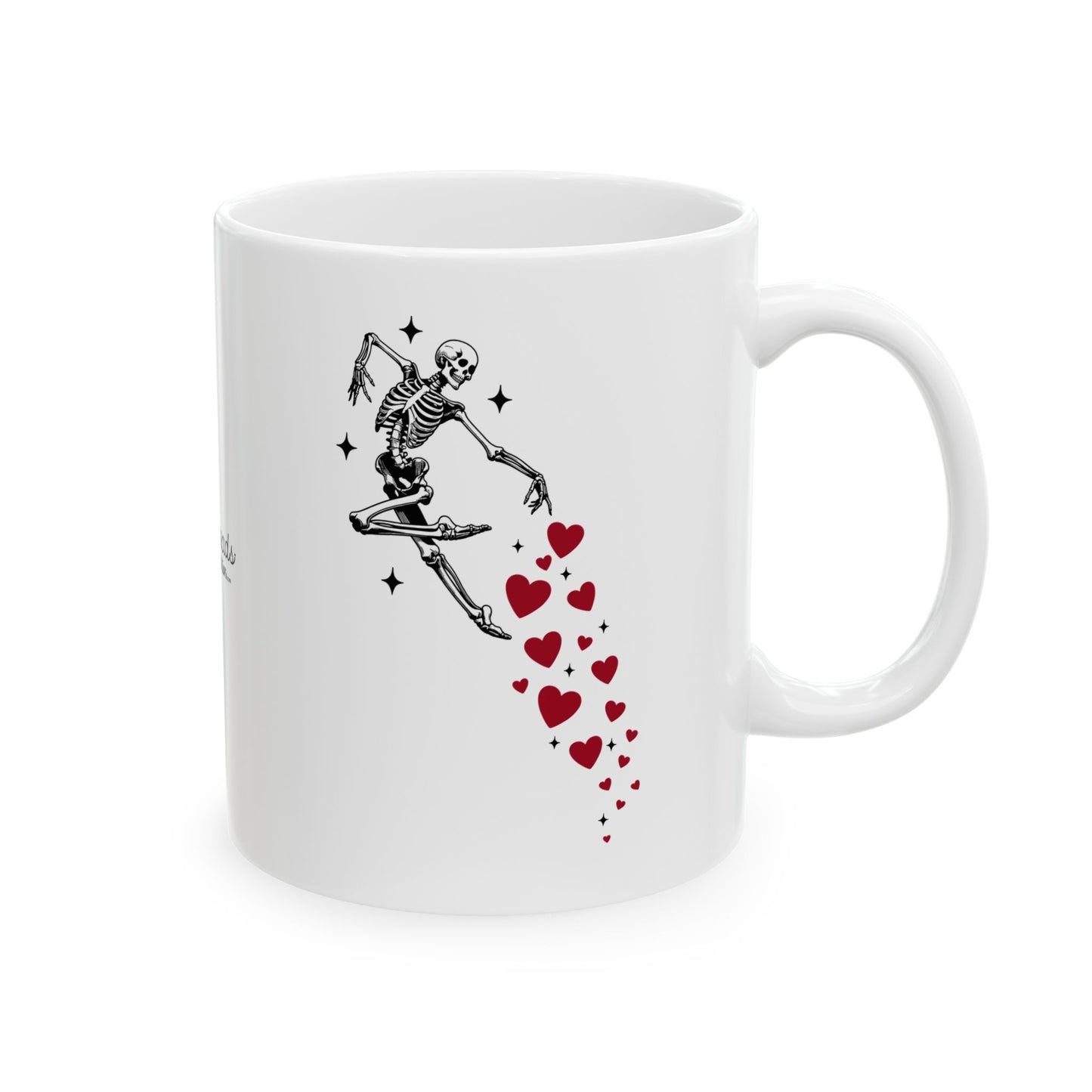 Skeleton Heart Mug. Ceramic Mug, (11oz, 15oz)