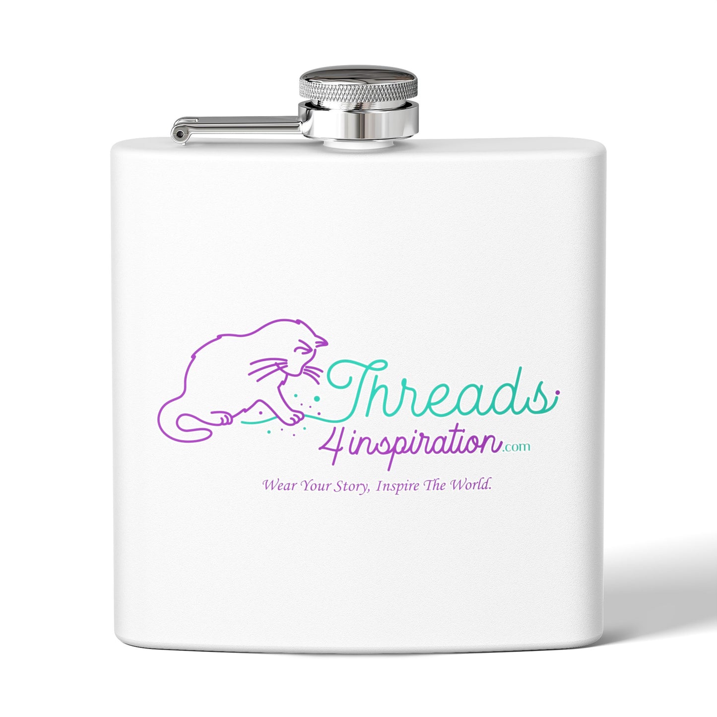 Inspirational Cat Stainless Steel Flask - 6oz Travel Liquor Bottle