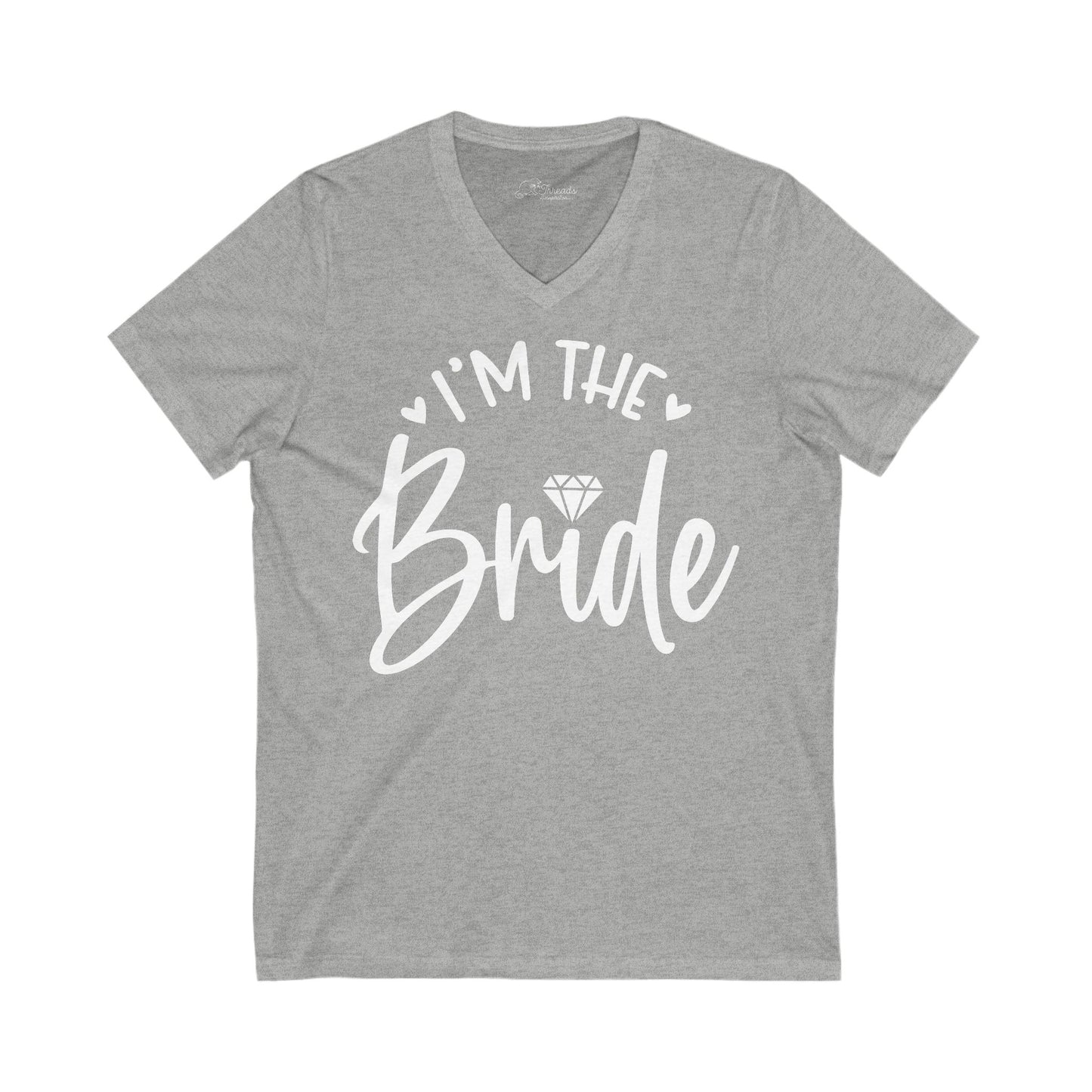 I'm The Bride White Print T-shirt. Unisex Jersey Short Sleeve V-Neck Tee