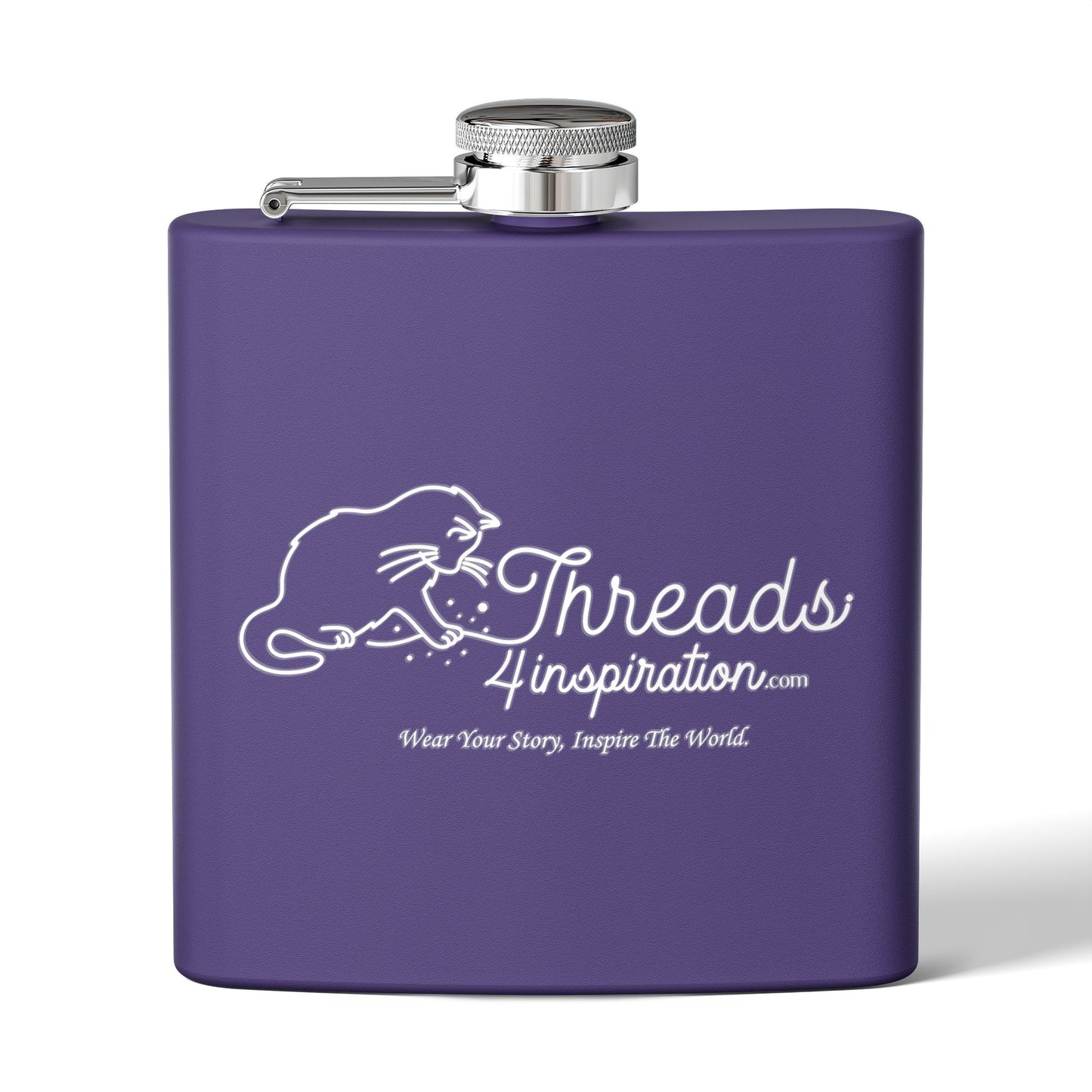 Inspirational Cat Stainless Steel Flask - 6oz Travel Liquor Bottle