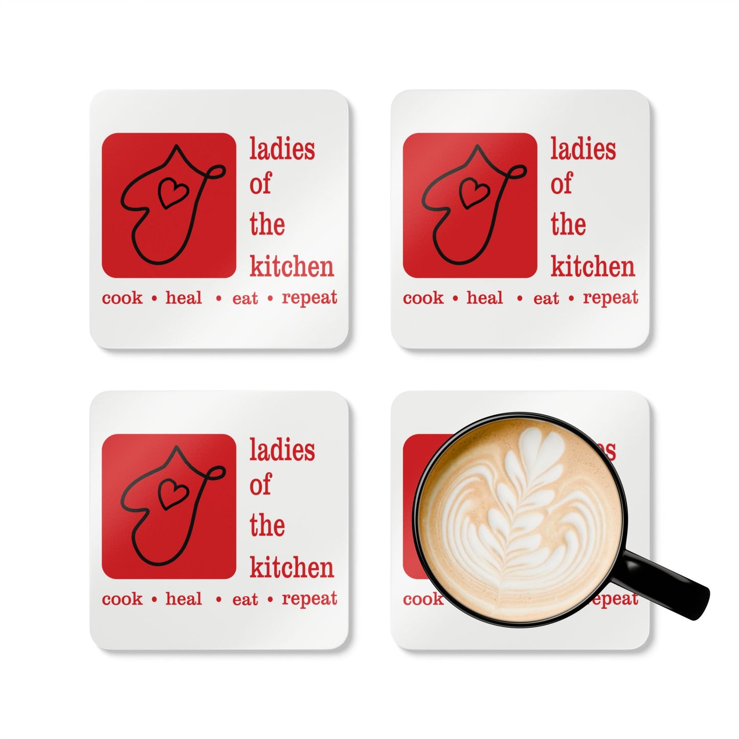 Ladies of the Kitchen Corkwood Coaster Set 4 piece. - Eat, Heal, Repeat