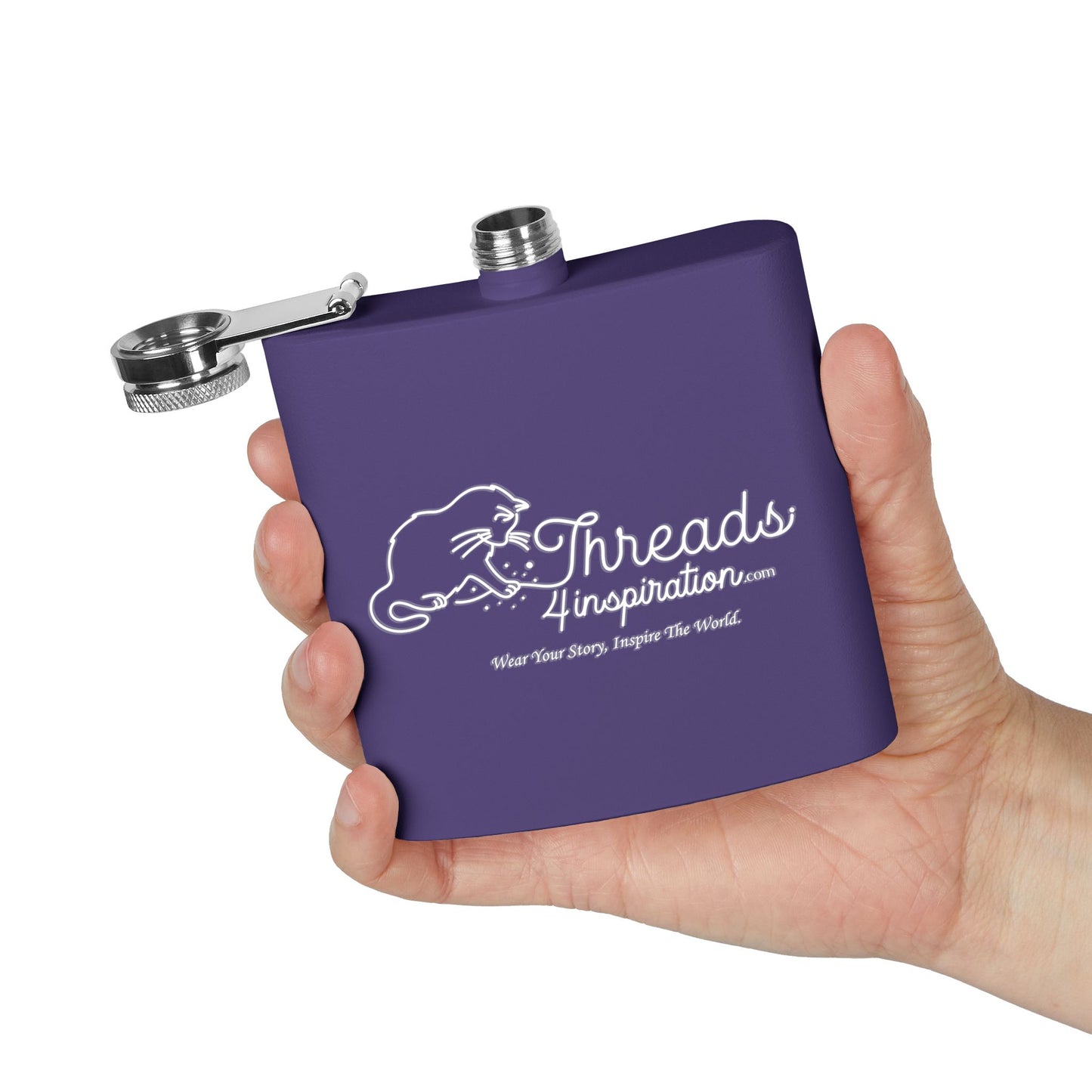 Inspirational Cat Stainless Steel Flask - 6oz Travel Liquor Bottle