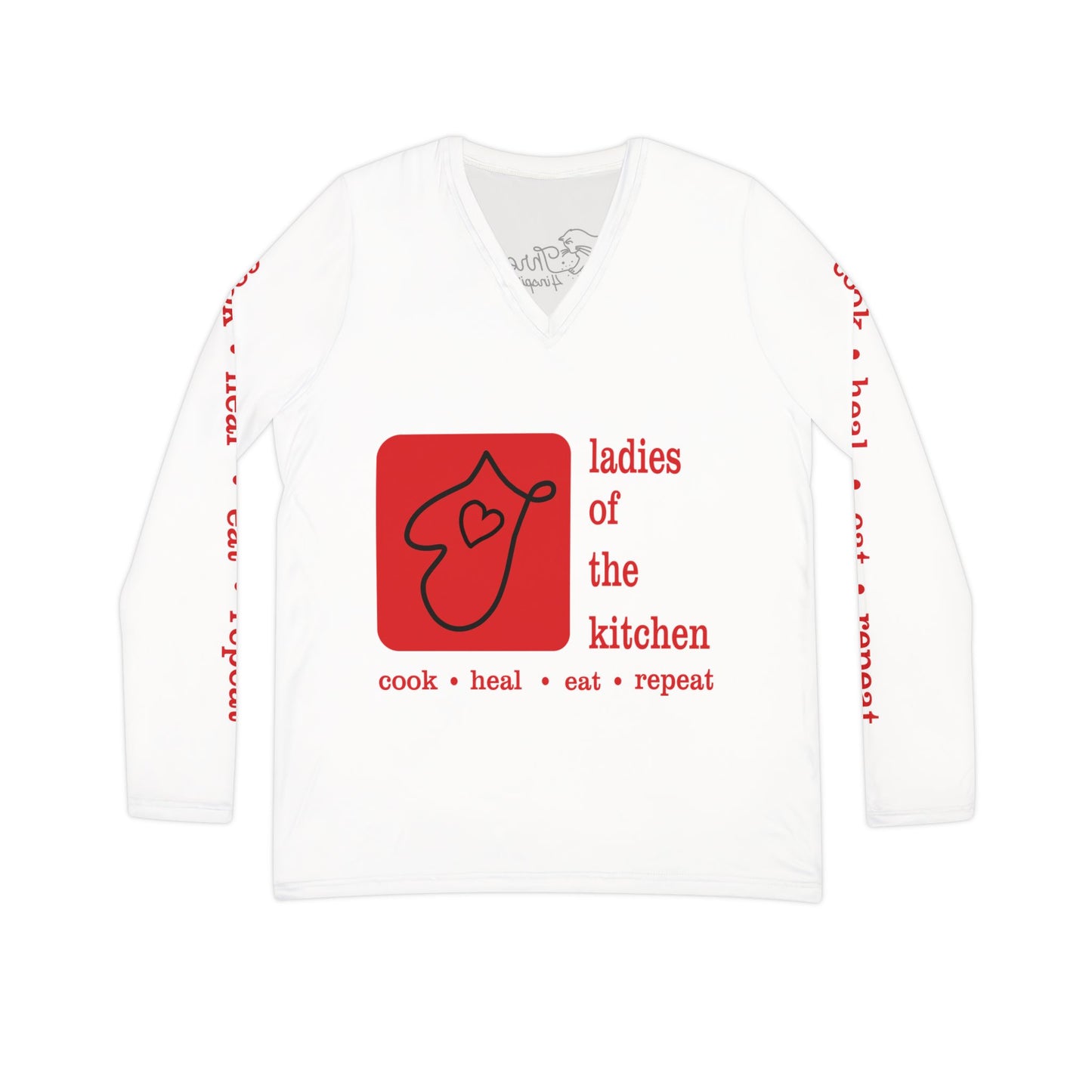 Ladies Of The Kitchen V-Neck. Women's Long Sleeve V-neck Shirt (AOP)