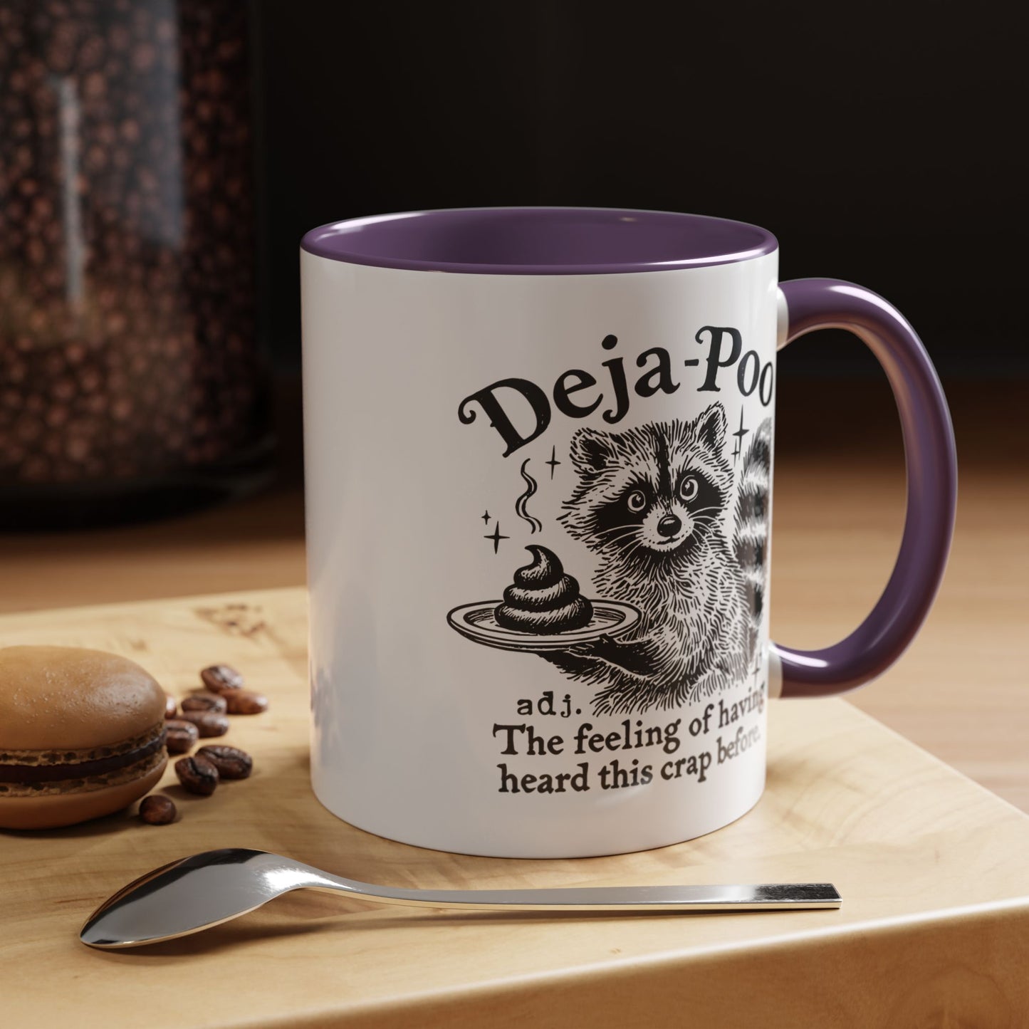 Funny Deja Poo Coffee Mug - Cute Raccoon Design for Animal Lovers