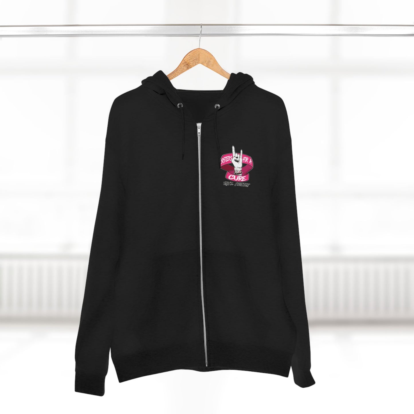 Sisters For A Cure Zip Hoodie, Comfortable Casual Wear, Perfect for Events and Gatherings.