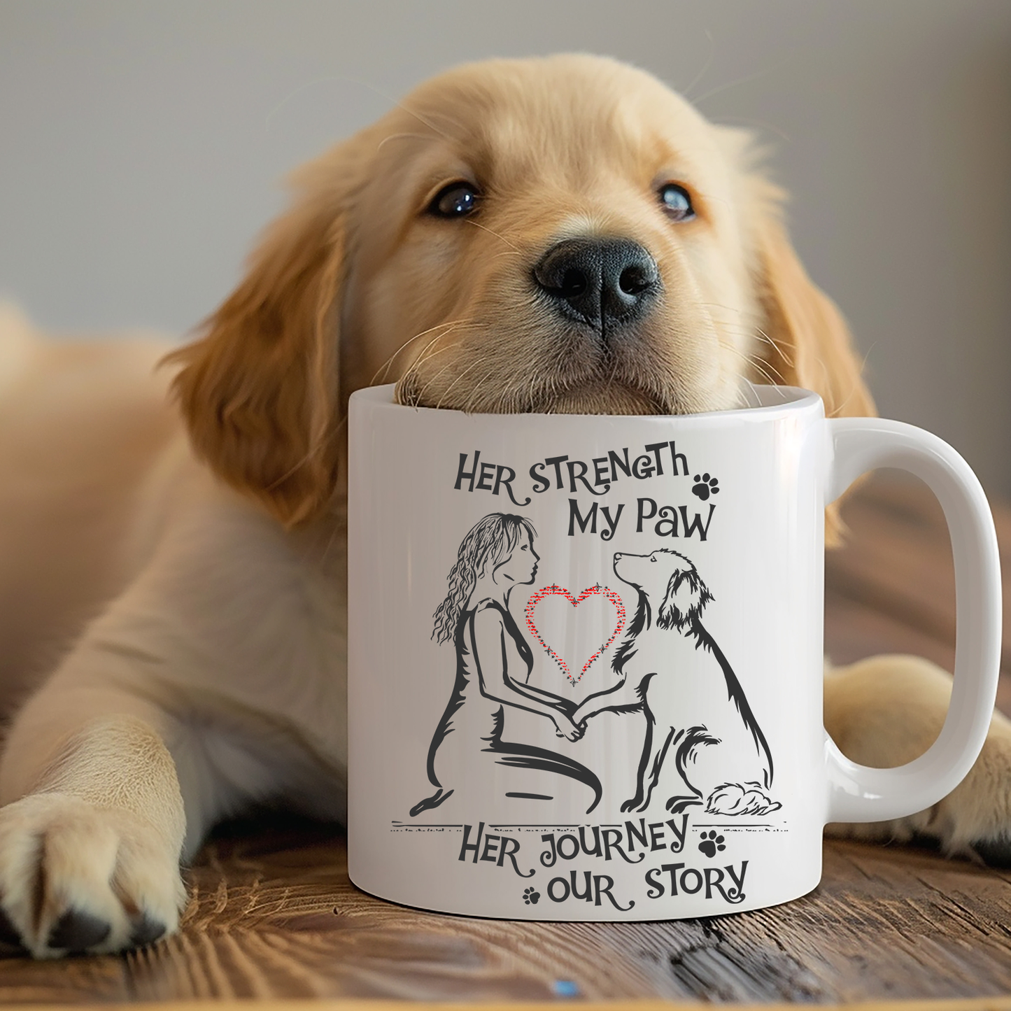 Her Strength My Paw Her Journey Our Story Mug. Ceramic Mug, (11oz, 15oz)
