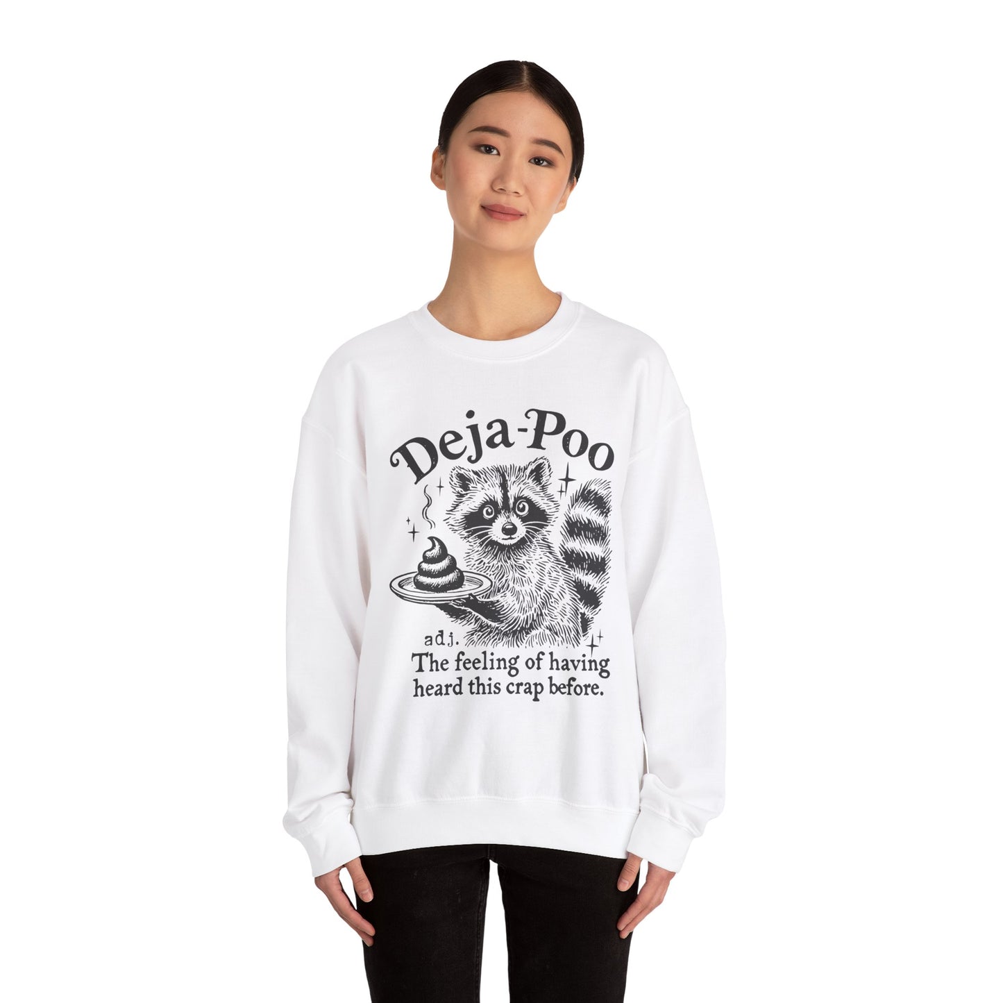 Deja Poo Raccoon. Unisex Heavy Blend™ Crewneck Sweatshirt