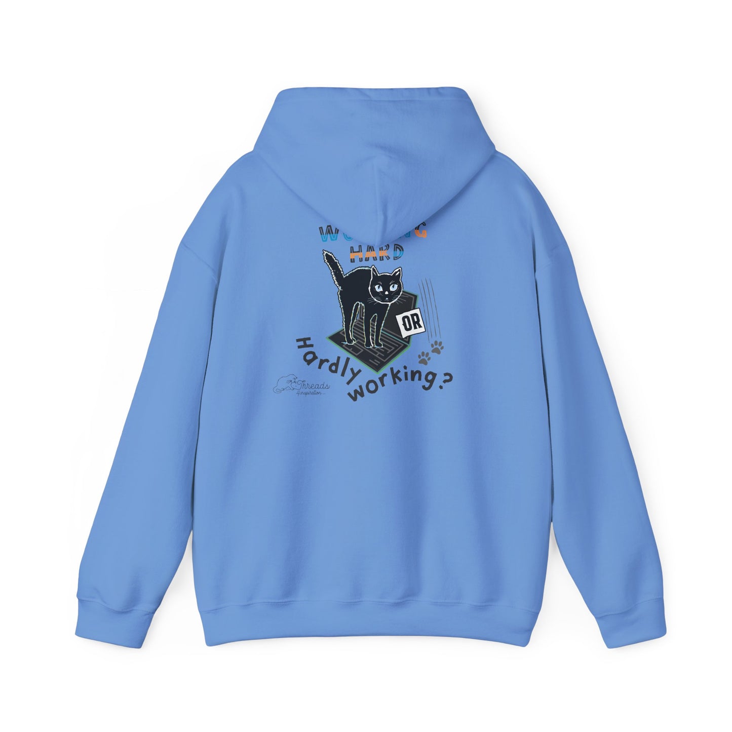 Working Hard Hardly Working Cat Hoodie. Unisex Heavy Blend™ Hooded Sweatshirt