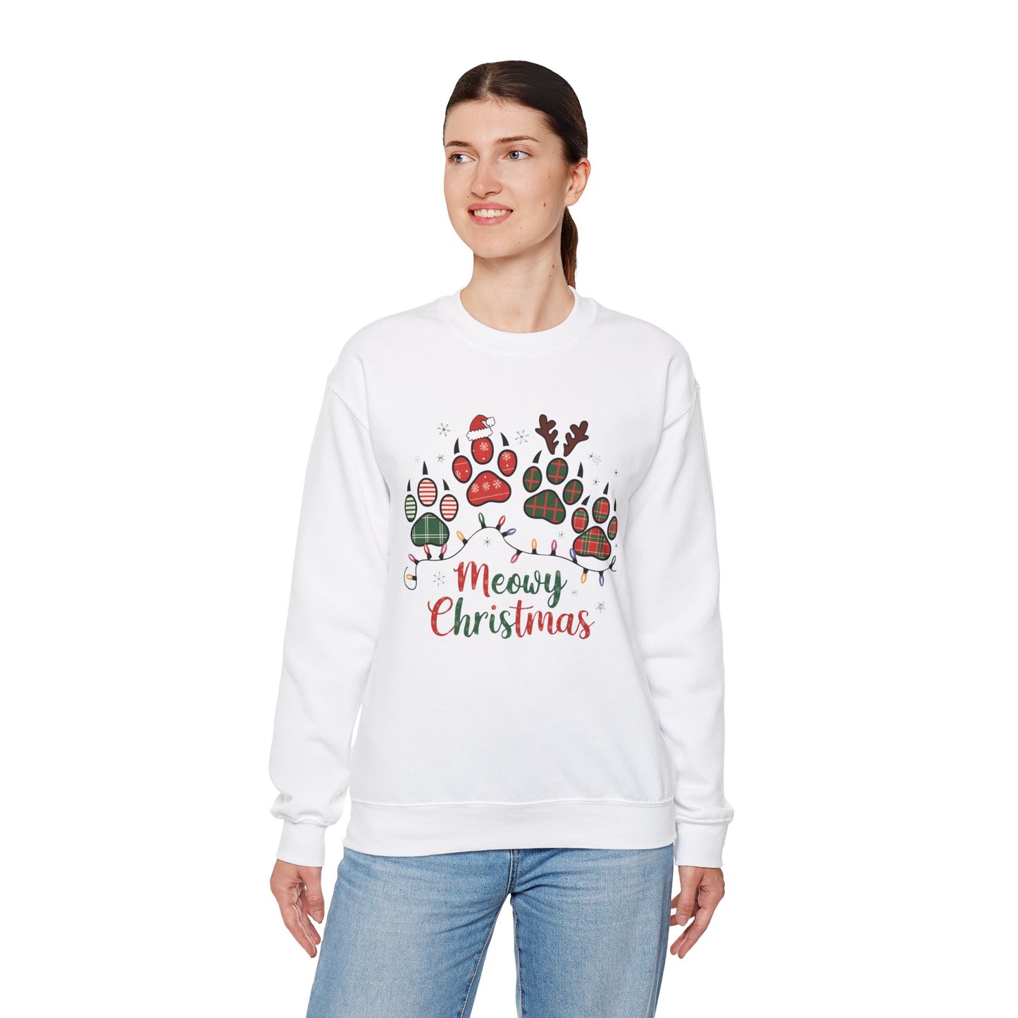 Meowy Christmas Cat Sweat. Unisex Heavy Blend™ Crewneck Sweatshirt