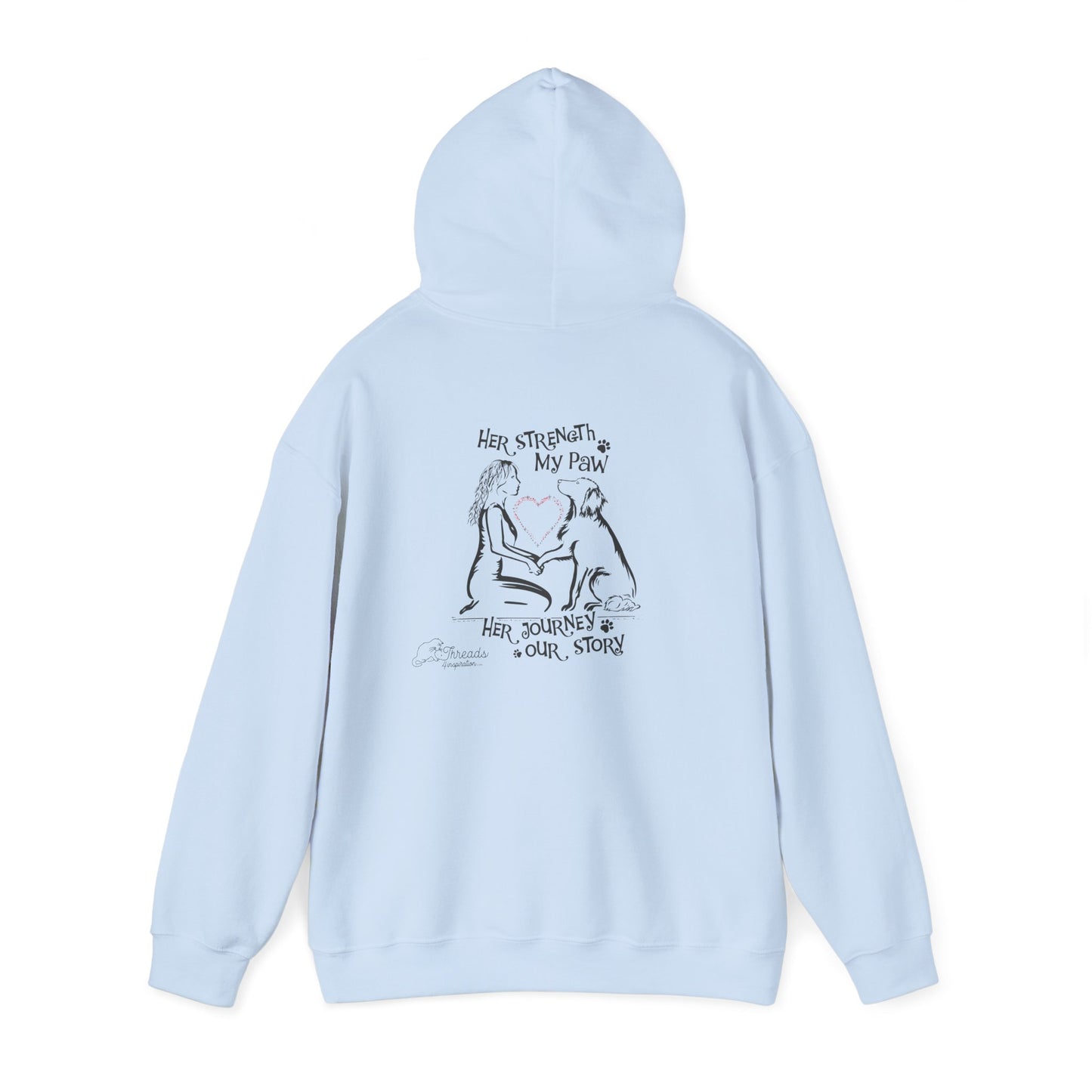 Her Strength My Paw Her Journey Our Story Dog. Unisex Heavy Blend™ Hooded Sweatshirt