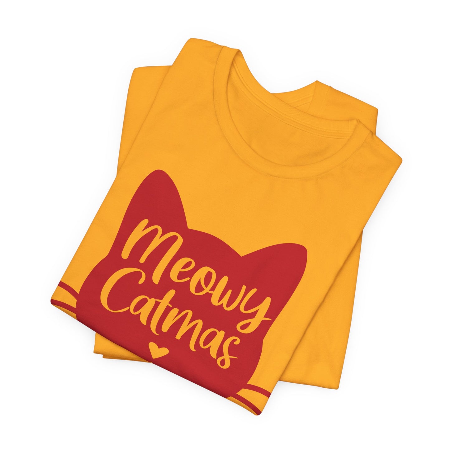 Meowy Catmas Christmas Cat T-Shirt. Unisex Jersey Short Sleeve Tee