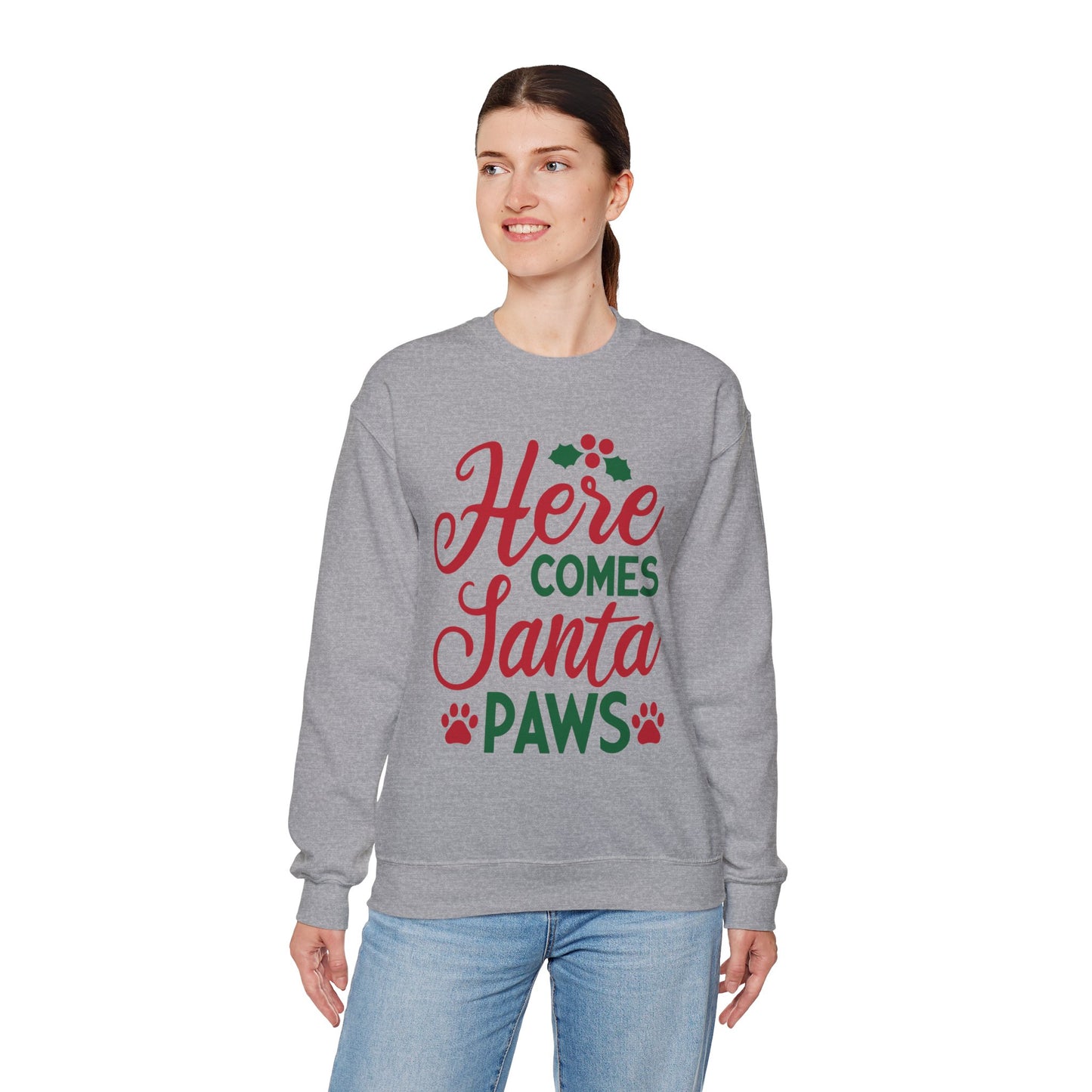 Here Comes Santa Paws Sweatshirt Unisex Heavy Blend™ Crewneck Sweatshirt