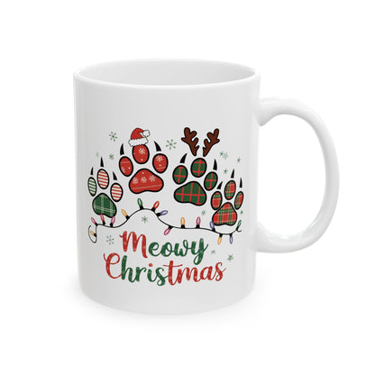 Meowy Christmas Xmas Coffee Mug. Ceramic Mug, (11oz, 15oz)