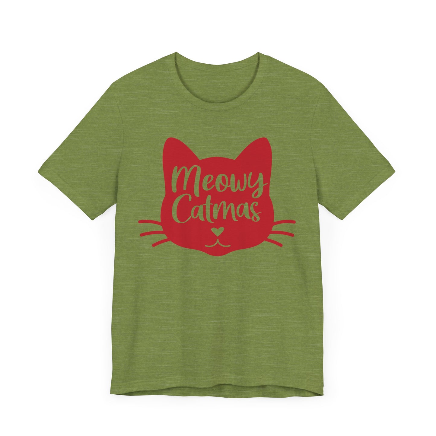 Meowy Catmas Christmas Cat T-Shirt. Unisex Jersey Short Sleeve Tee