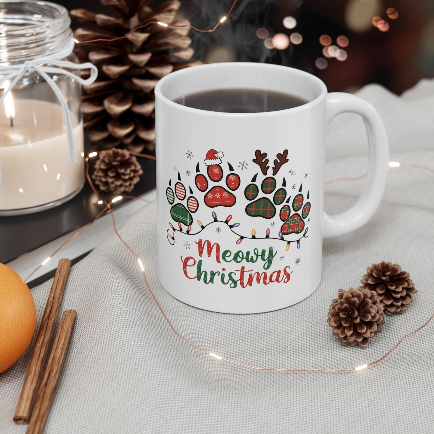 Meowy Christmas Xmas Coffee Mug. Ceramic Mug, (11oz, 15oz)