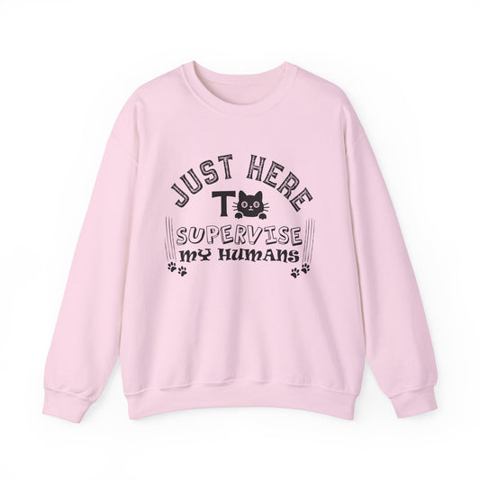 Just Here To Supervise Cat. Unisex Heavy Blend™ Crewneck Sweatshirt