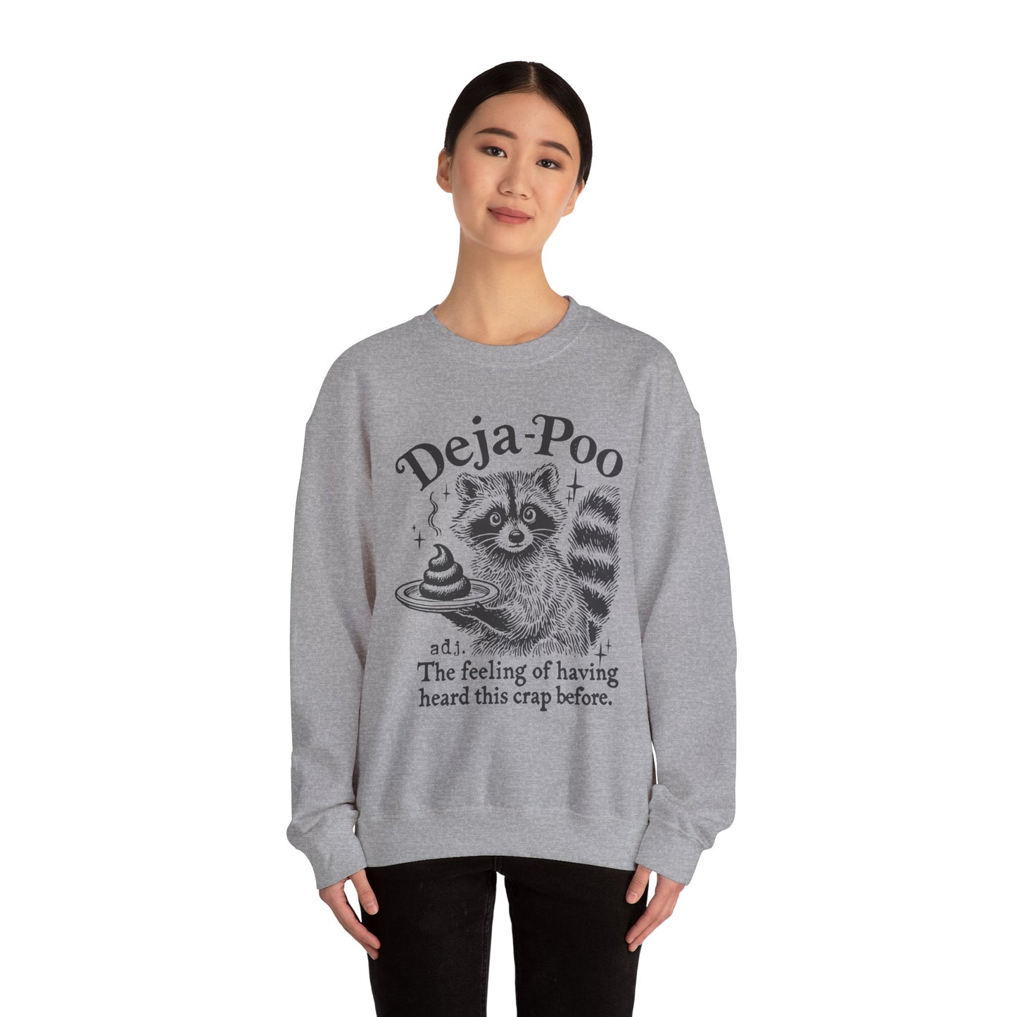 Deja Poo Raccoon. Unisex Heavy Blend™ Crewneck Sweatshirt