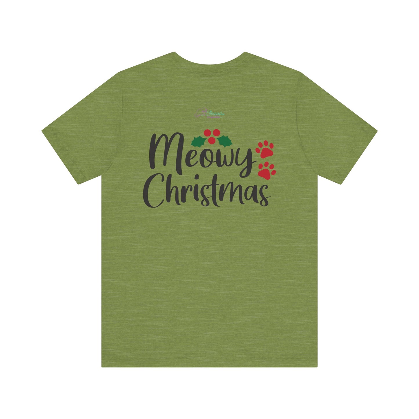 Meowy Catmas Christmas Cat T-Shirt. Unisex Jersey Short Sleeve Tee