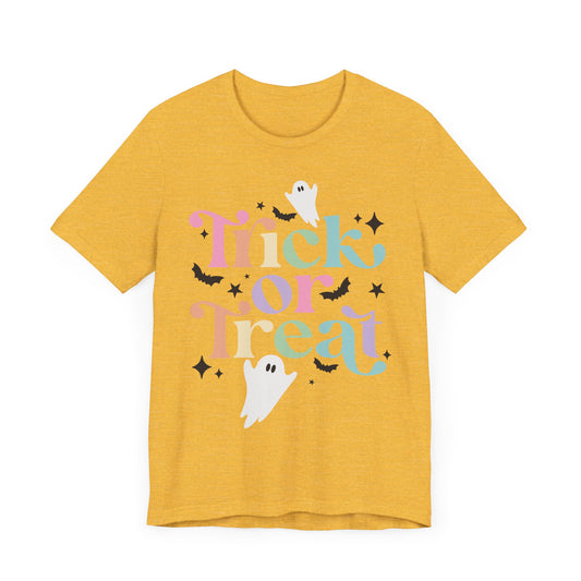 Trick Or Treat Halloween Shirt. Unisex Jersey Short Sleeve Tee