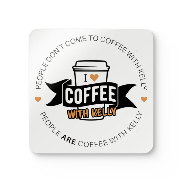 Coffee With Kelly Coaster Set, Personalized Cork Coasters, Fun Drinkware, Housewarming Gift, Unique Kitchen Decor