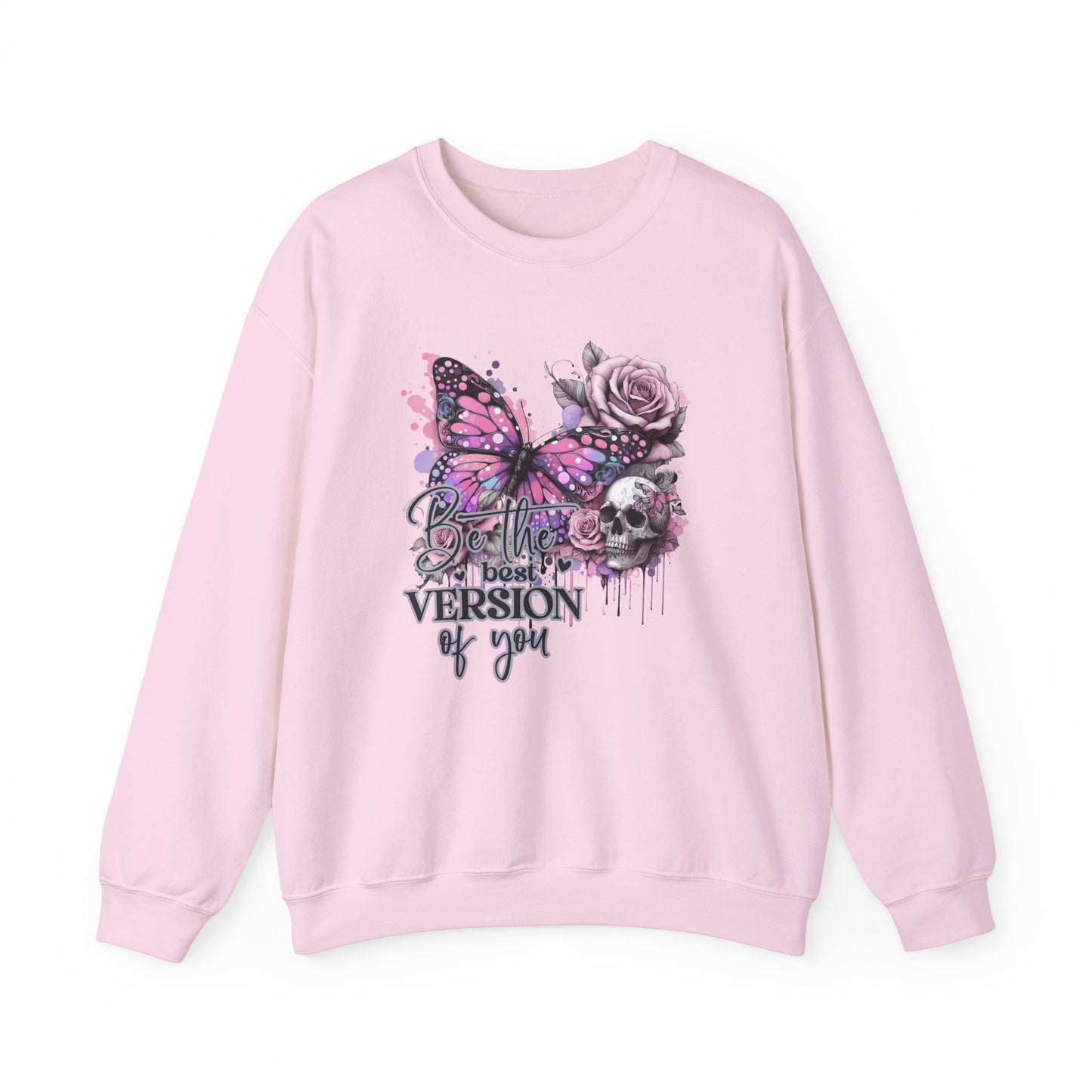 Inspirational Be The Best Version Of You Sweatshirt in Pink color. Great for inspiration. 