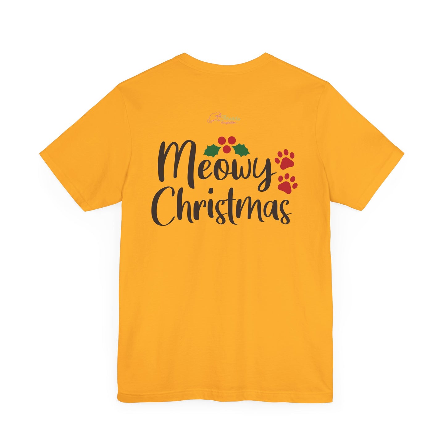 Meowy Catmas Christmas Cat T-Shirt. Unisex Jersey Short Sleeve Tee