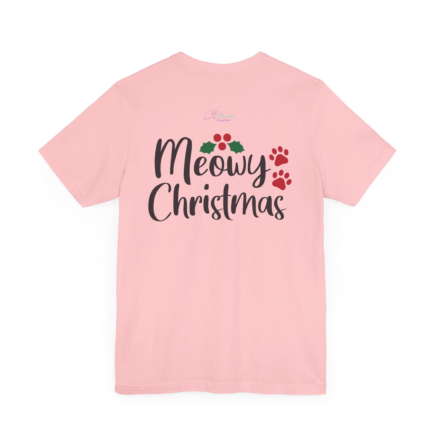 Meowy Catmas Christmas Cat T-Shirt. Unisex Jersey Short Sleeve Tee