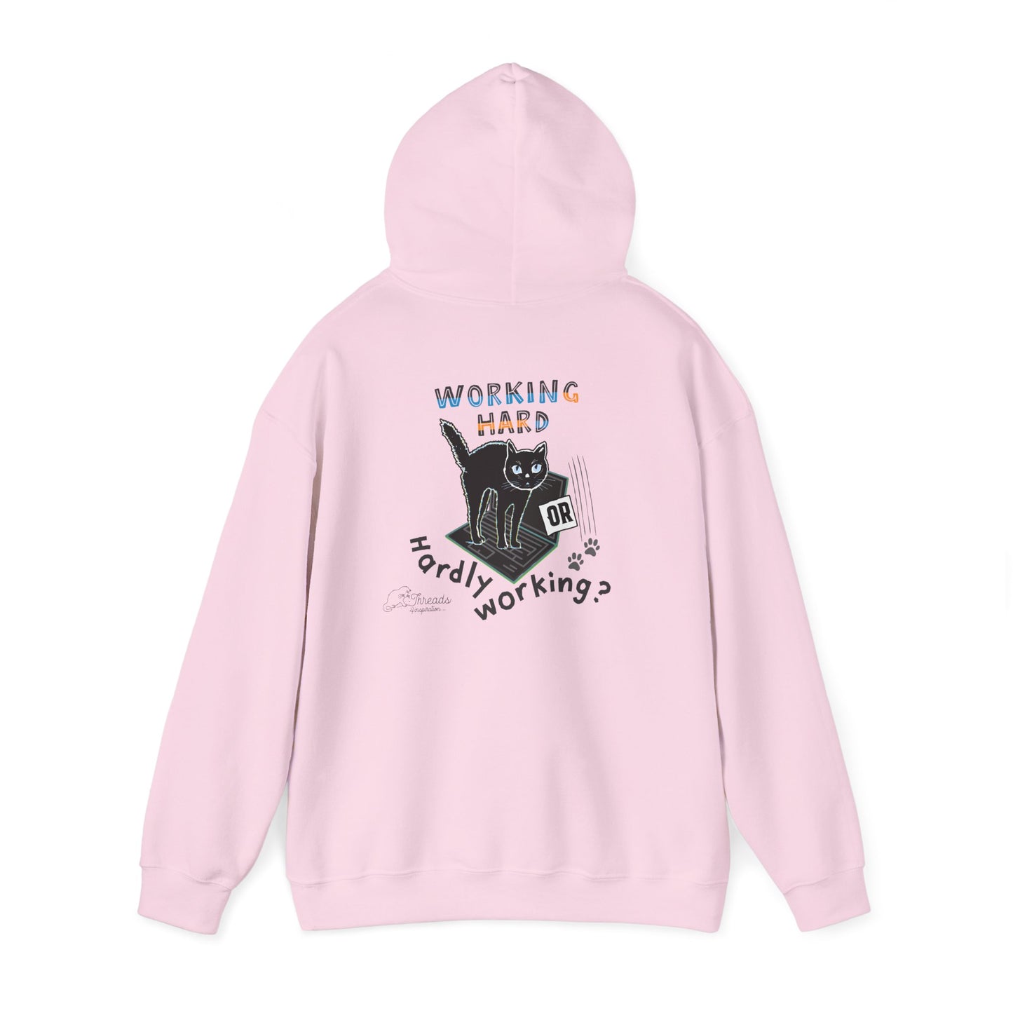 Working Hard Hardly Working Cat Hoodie. Unisex Heavy Blend™ Hooded Sweatshirt