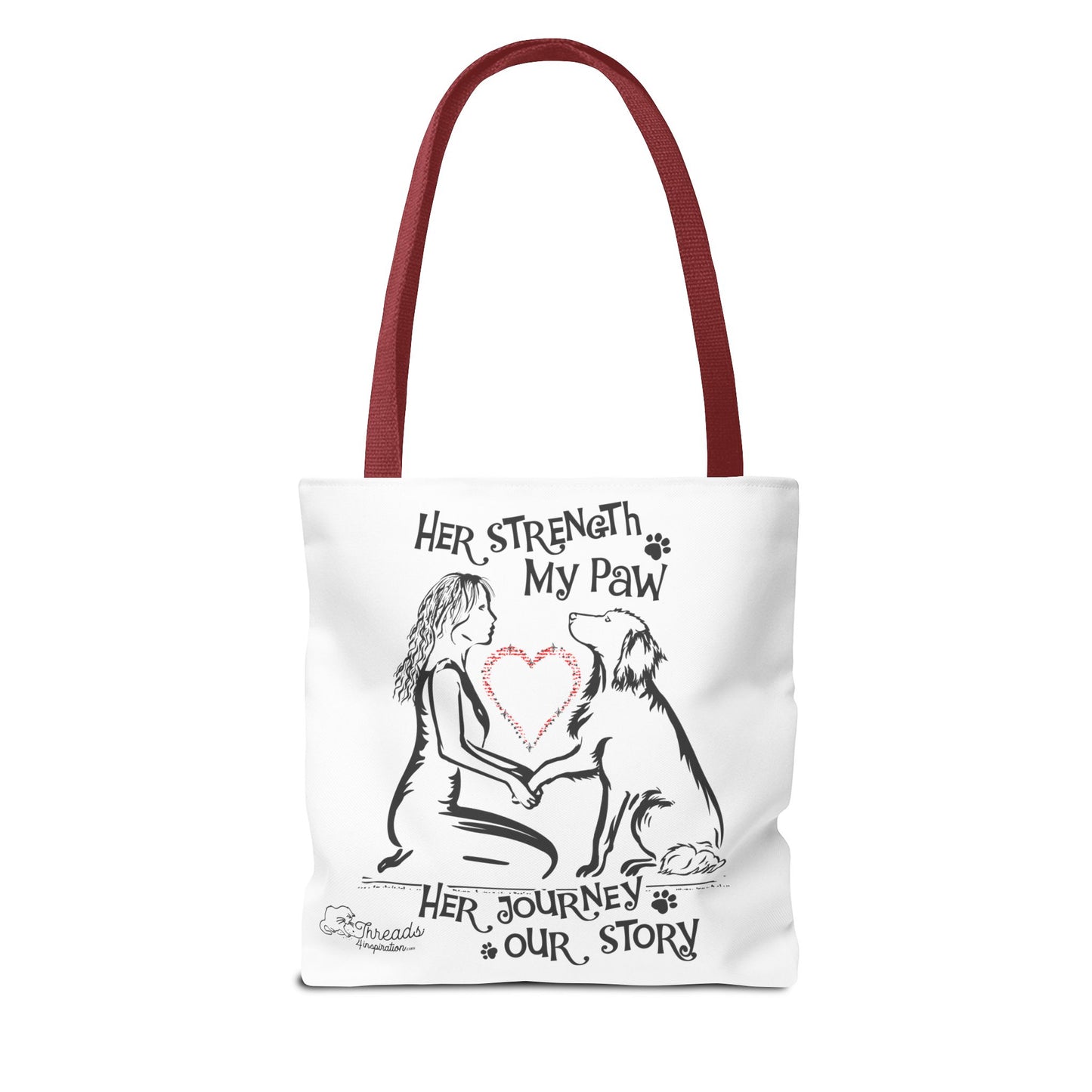 Her Strength My Paw Her Journey Our Story Dog Bag. Tote Bag (AOP)