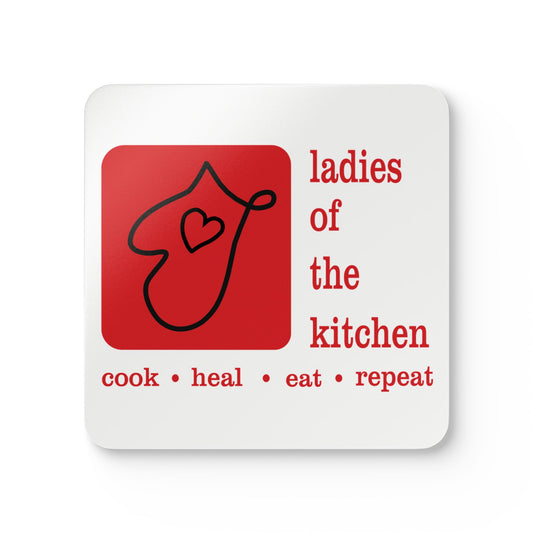Ladies of the Kitchen Corkwood Coaster Set 4 piece.  - Eat, Heal, Repeat