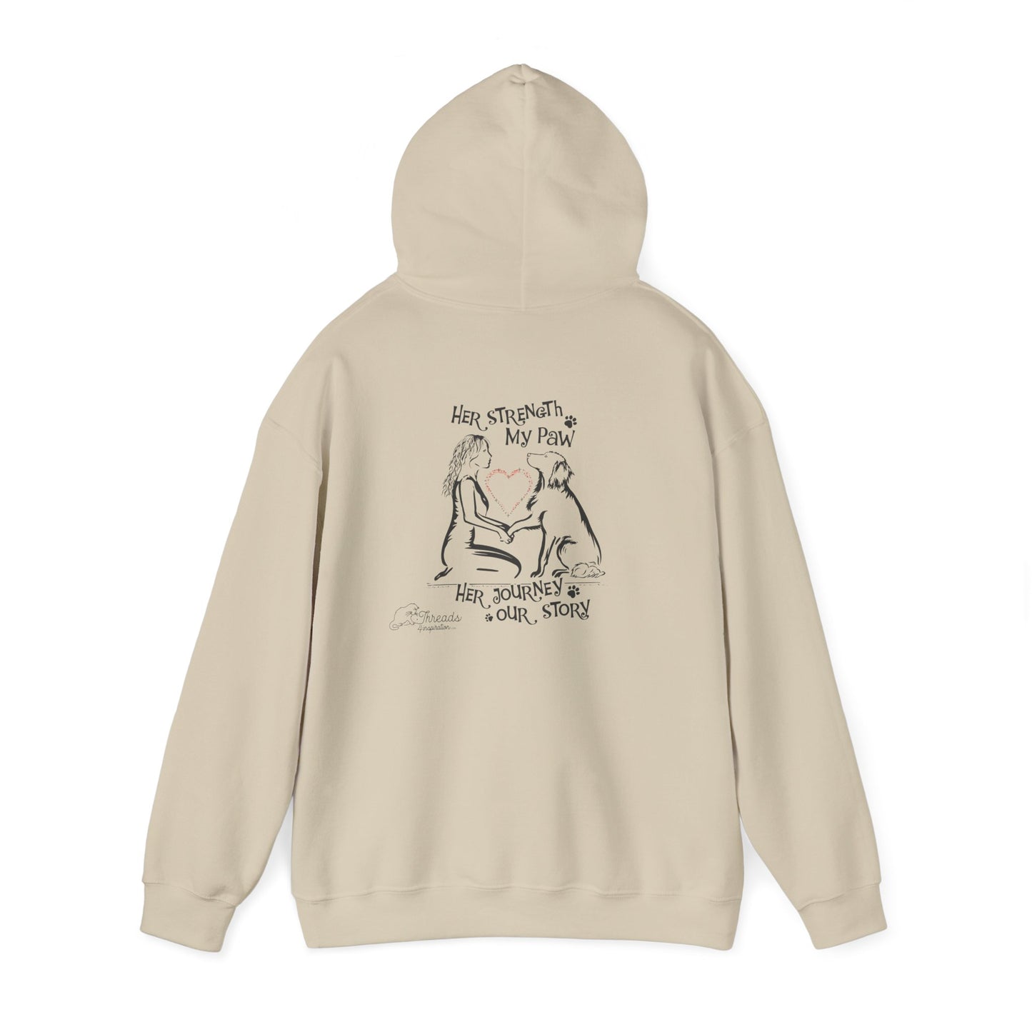 Her Strength My Paw Her Journey Our Story Dog. Unisex Heavy Blend™ Hooded Sweatshirt