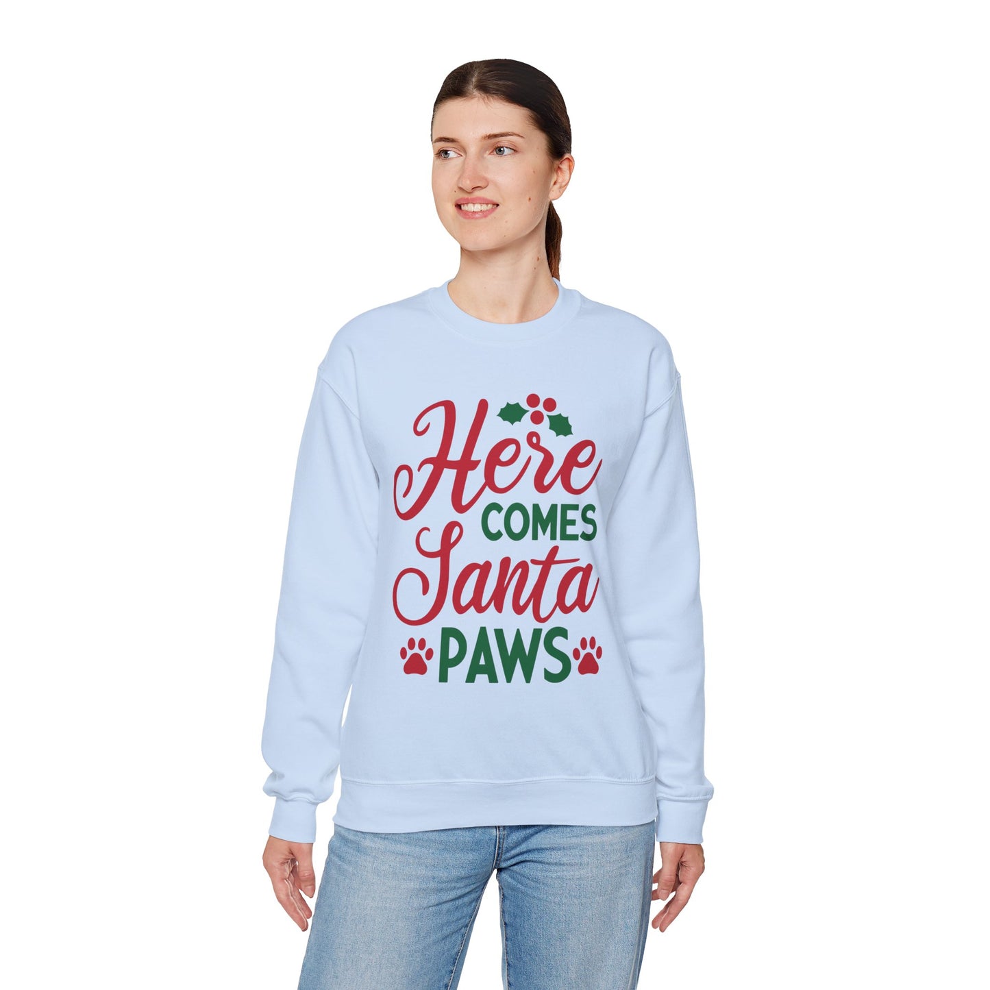 Here Comes Santa Paws Sweatshirt Unisex Heavy Blend™ Crewneck Sweatshirt