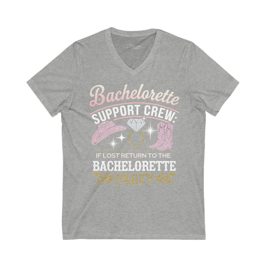 Bachelorette Bridal Party T-shirt. Unisex Jersey Short Sleeve V-Neck Tee