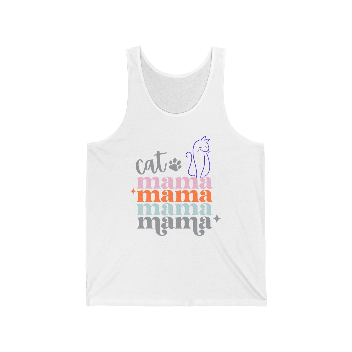 Cat Mama Meow Tank Top. Unisex Jersey Tank