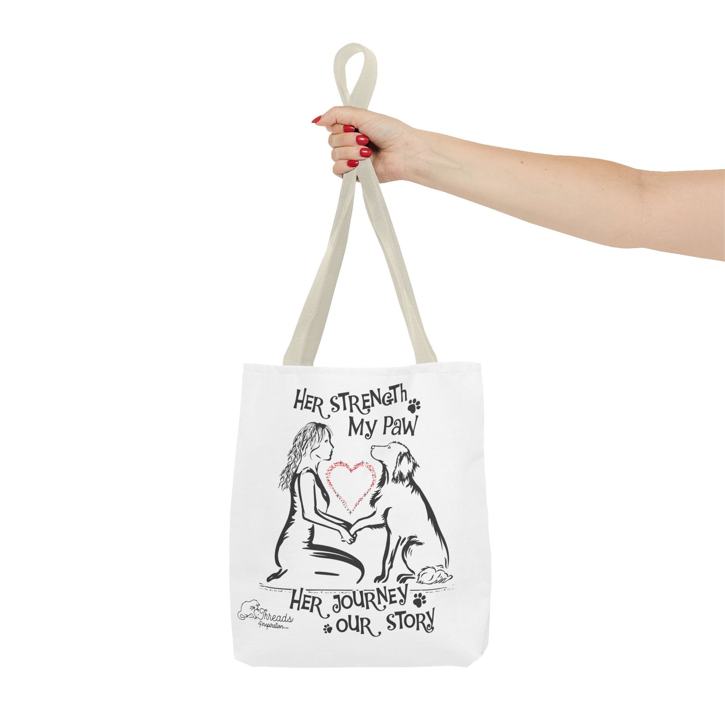 Her Strength My Paw Her Journey Our Story Dog Bag. Tote Bag (AOP)