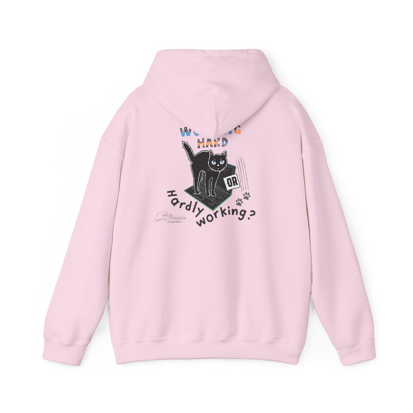 Working Hard Hardly Working Cat Hoodie. Unisex Heavy Blend™ Hooded Sweatshirt