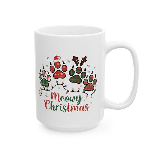 Meowy Christmas Xmas Coffee Mug. Ceramic Mug, (11oz, 15oz)