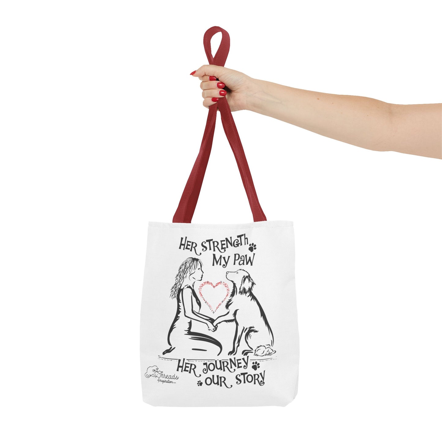 Her Strength My Paw Her Journey Our Story Dog Bag. Tote Bag (AOP)