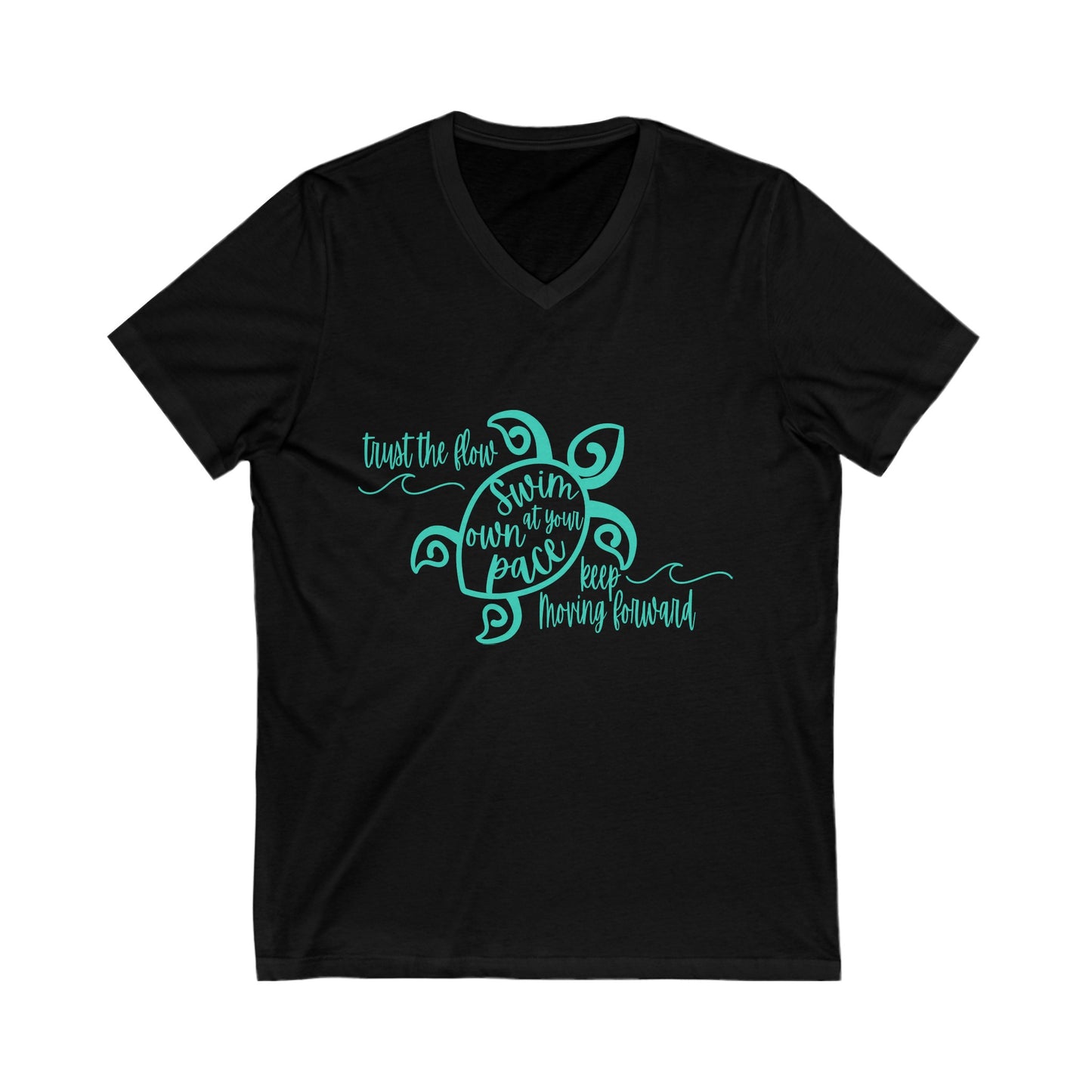 Trust The Flow Turtle. Unisex Jersey Short Sleeve V-Neck Tee