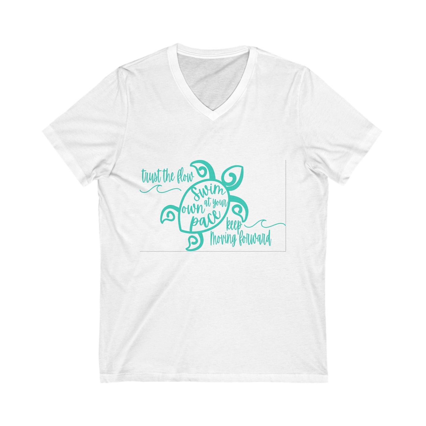 Trust The Flow Turtle. Unisex Jersey Short Sleeve V-Neck Tee