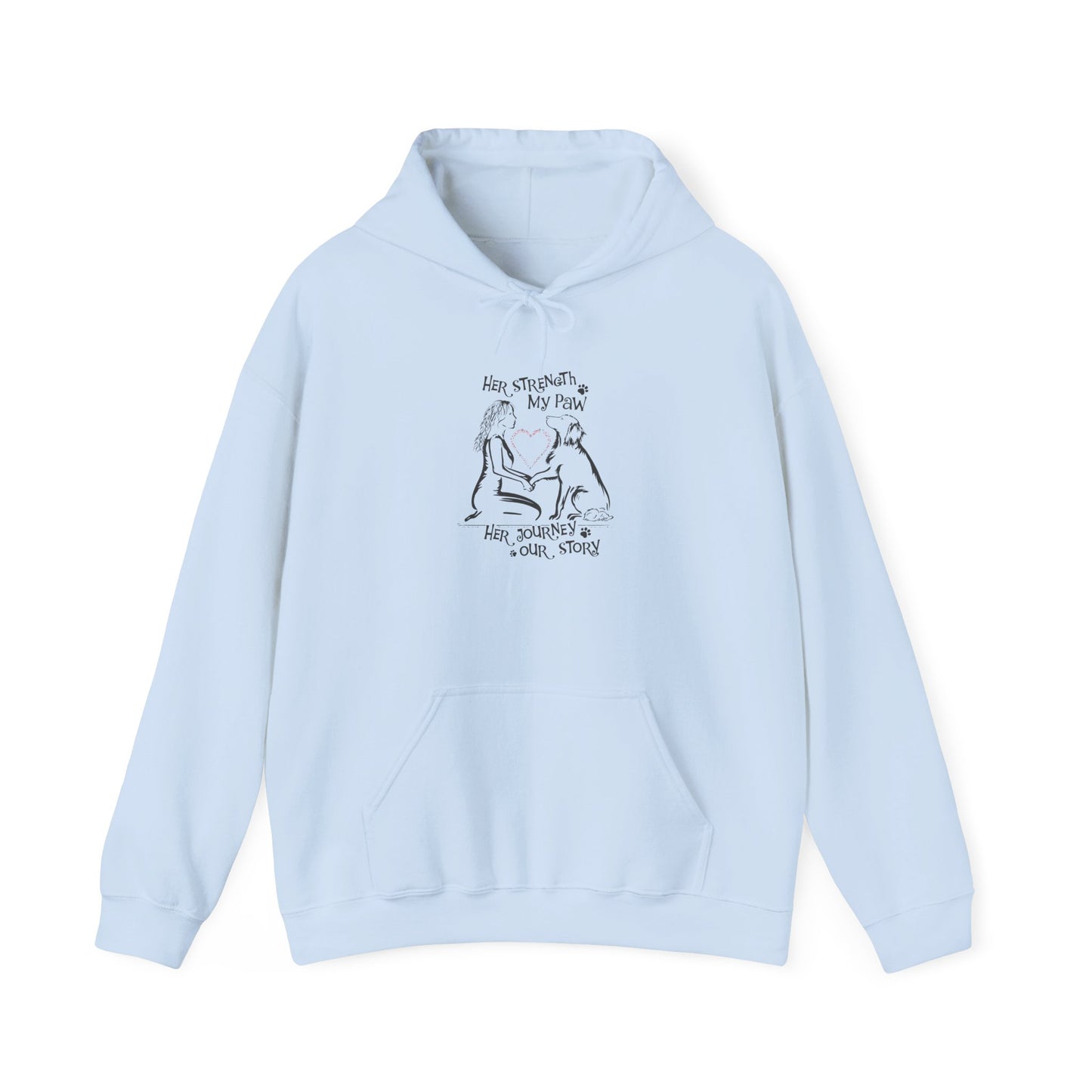 Her Strength My Paw Her Journey Our Story Dog. Unisex Heavy Blend™ Hooded Sweatshirt