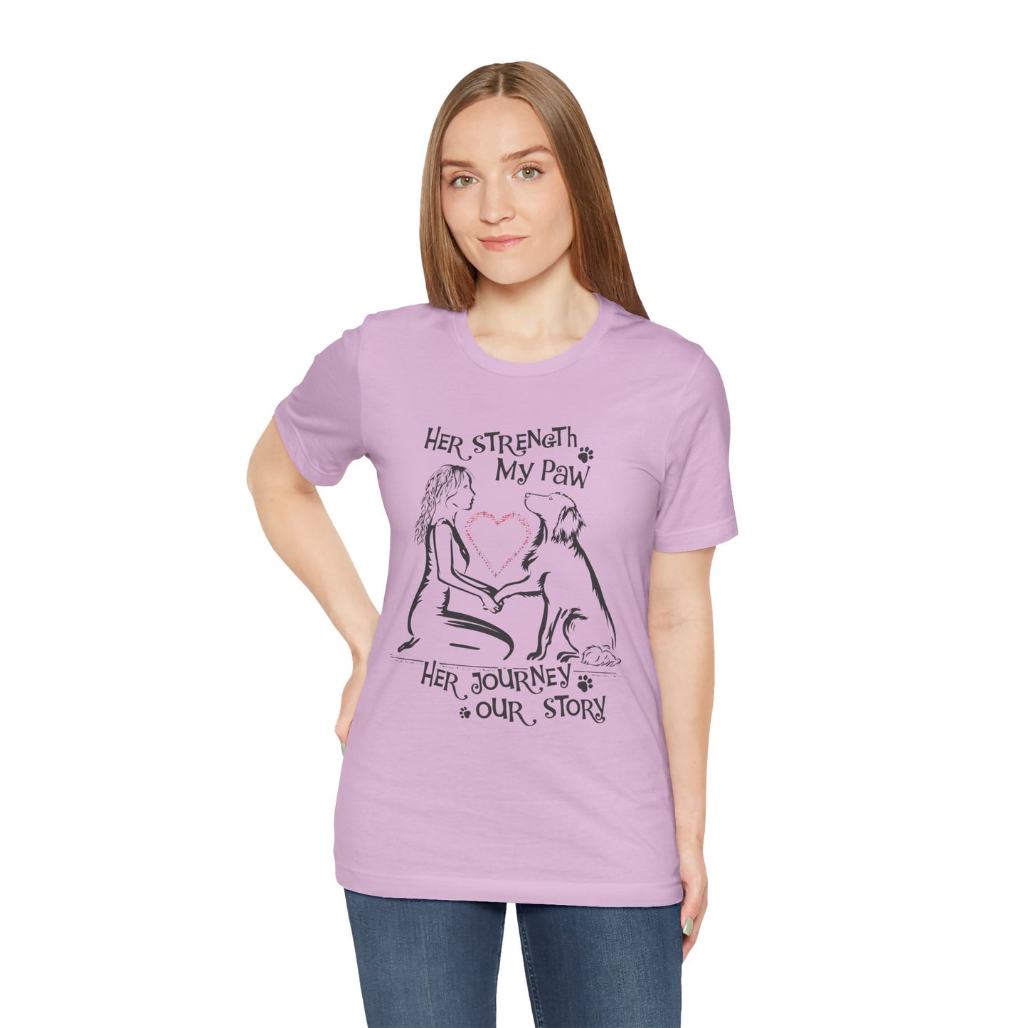 Her Strength My Paw Her Journey Out Story Dog. Unisex Jersey Short Sleeve Tee