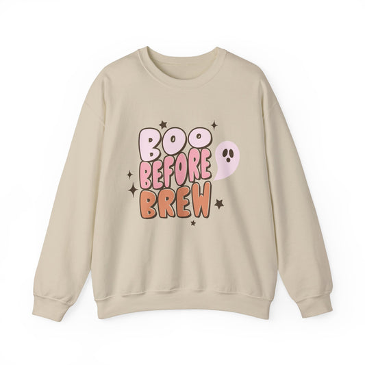 Boo Before Brew Sweat Shirt. Unisex Heavy Blend™ Crewneck Sweatshirt