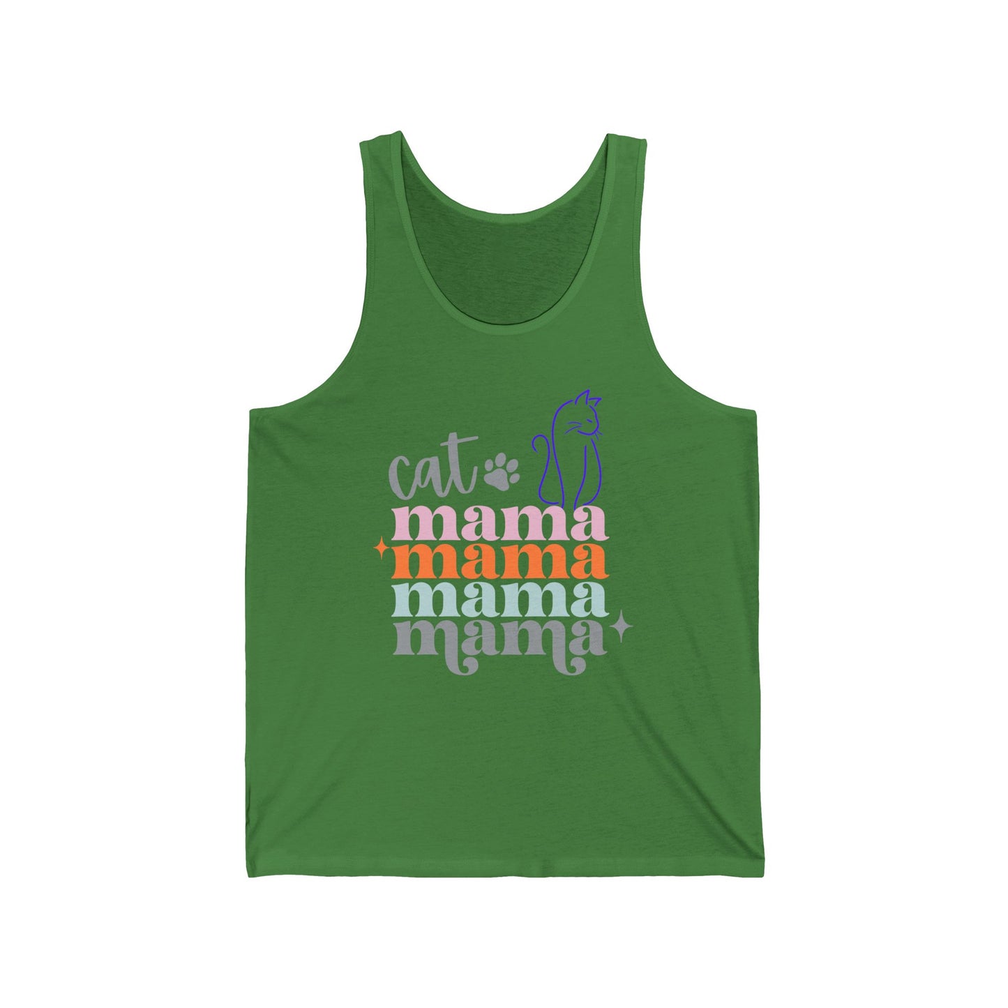 Cat Mama Meow Tank Top. Unisex Jersey Tank