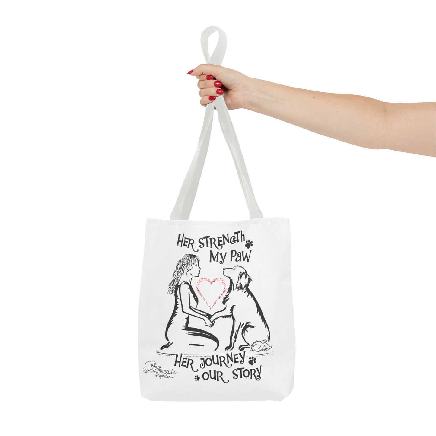 Her Strength My Paw Her Journey Our Story Dog Bag. Tote Bag (AOP)