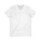She whispered I am the storm - white print. Unisex Jersey Short Sleeve V-Neck Tee