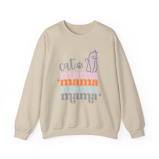 Cat Mama Meow Sweat Shirt. Unisex Heavy Blend™ Crewneck Sweatshirt