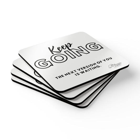 Motivational Cork Coaster Set - "Keep Going Collection"