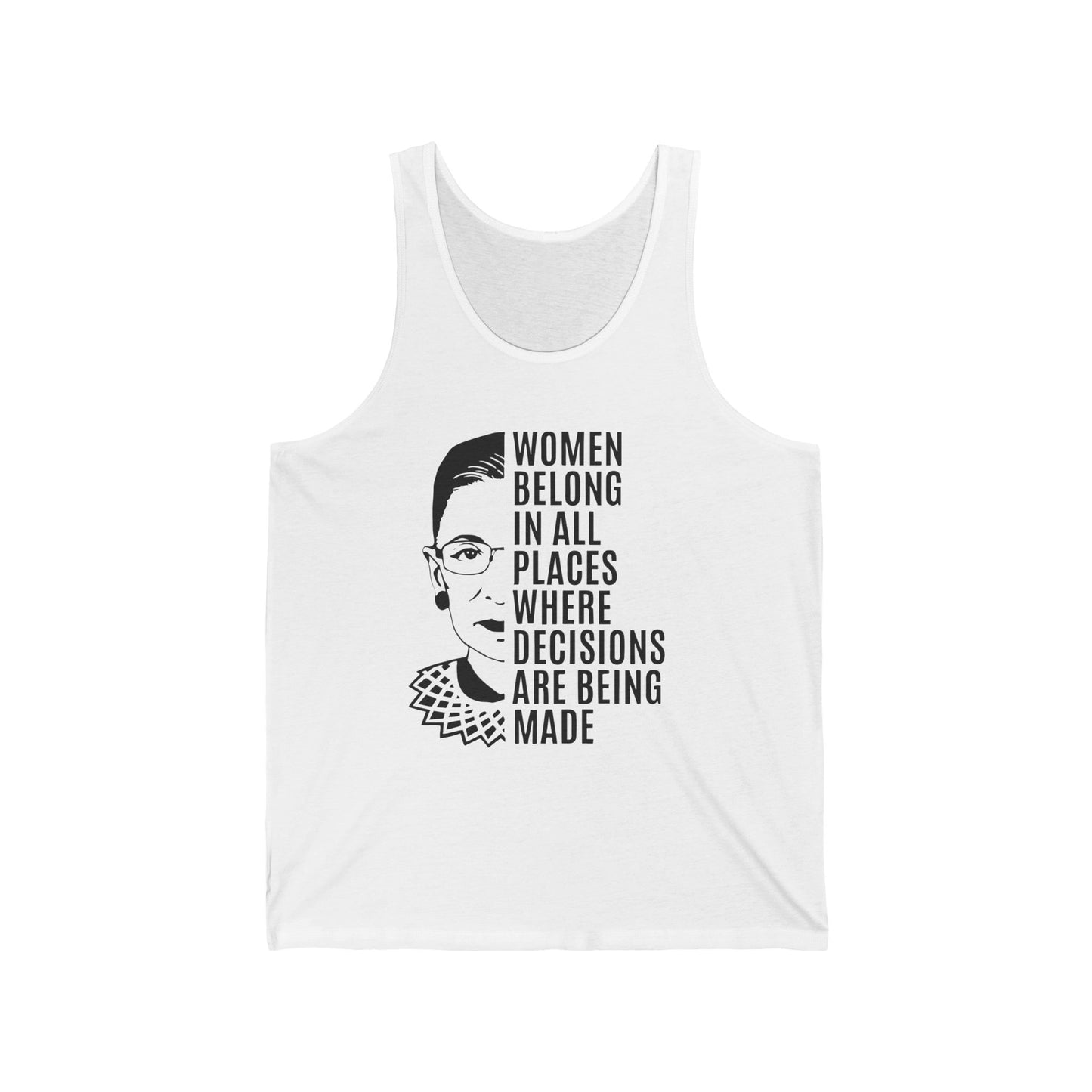 Women Belong Where Decisions Are Being Made. Lead-Empower-Change. Unisex Jersey Tank