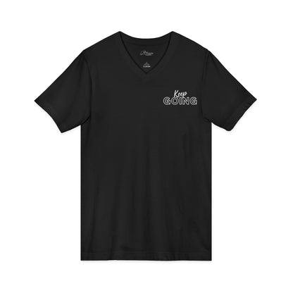 LOTK Motivational V-Neck Tee, Keep Going Inspirational Shirt, Unisex Reminder Tee